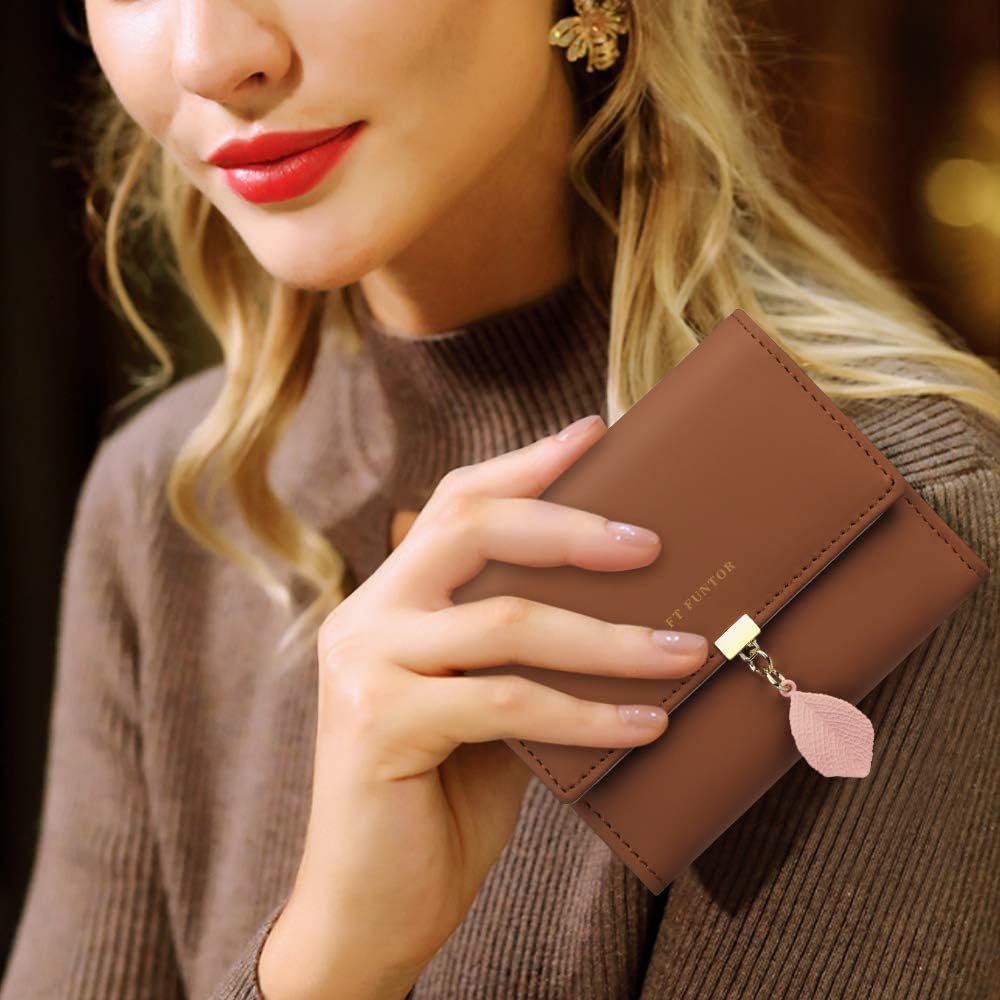 Thumbnail 6 de FT FUNTOR PU Leather Wallet for Women RFID Blocking Long Purse (S-Yellowish Brown)