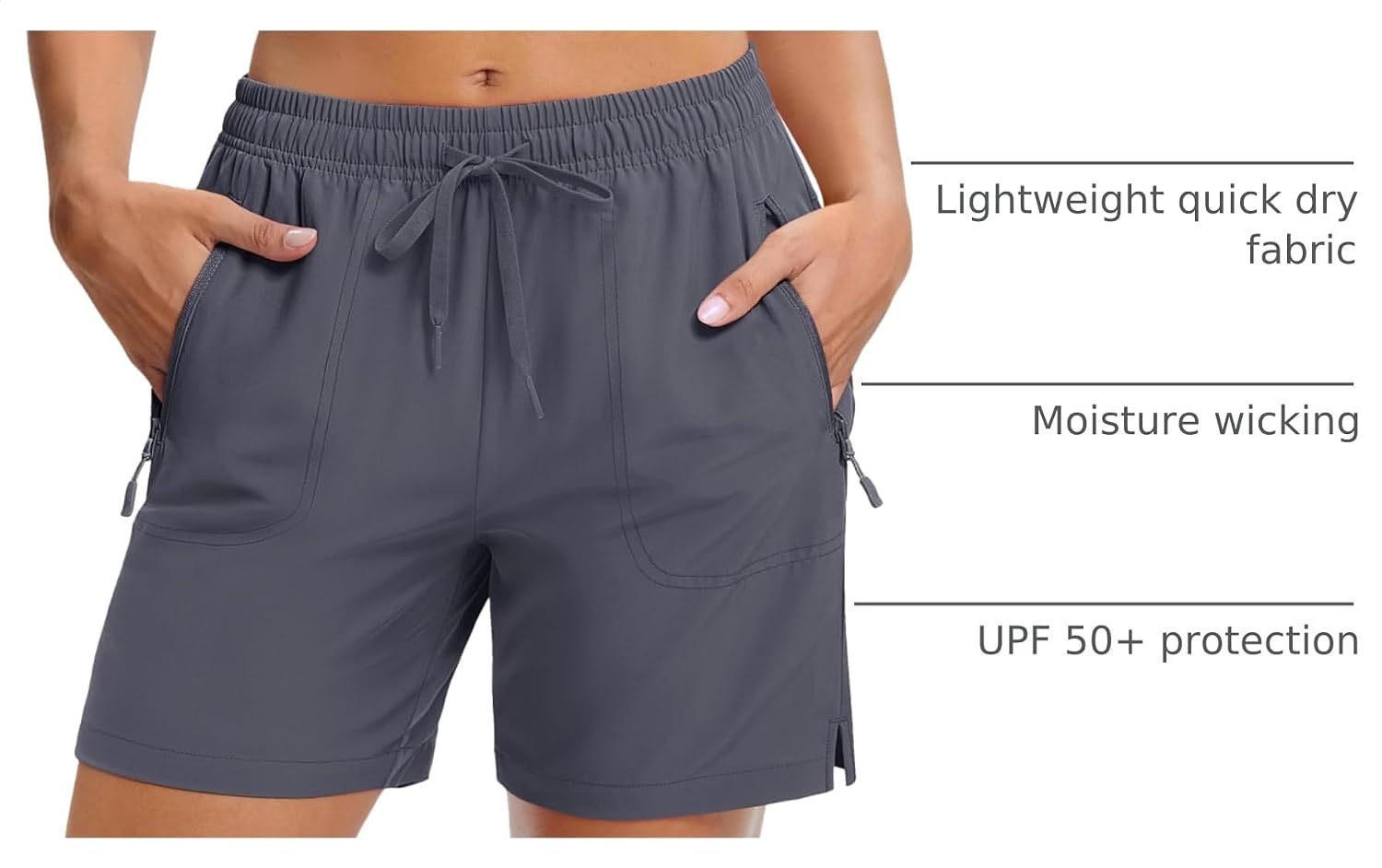Detalle 2 de MAGCOMSEN Women's 5" Hiking Shorts with UPF 50+ | Quick-Dry, Lightweight, Pockets
