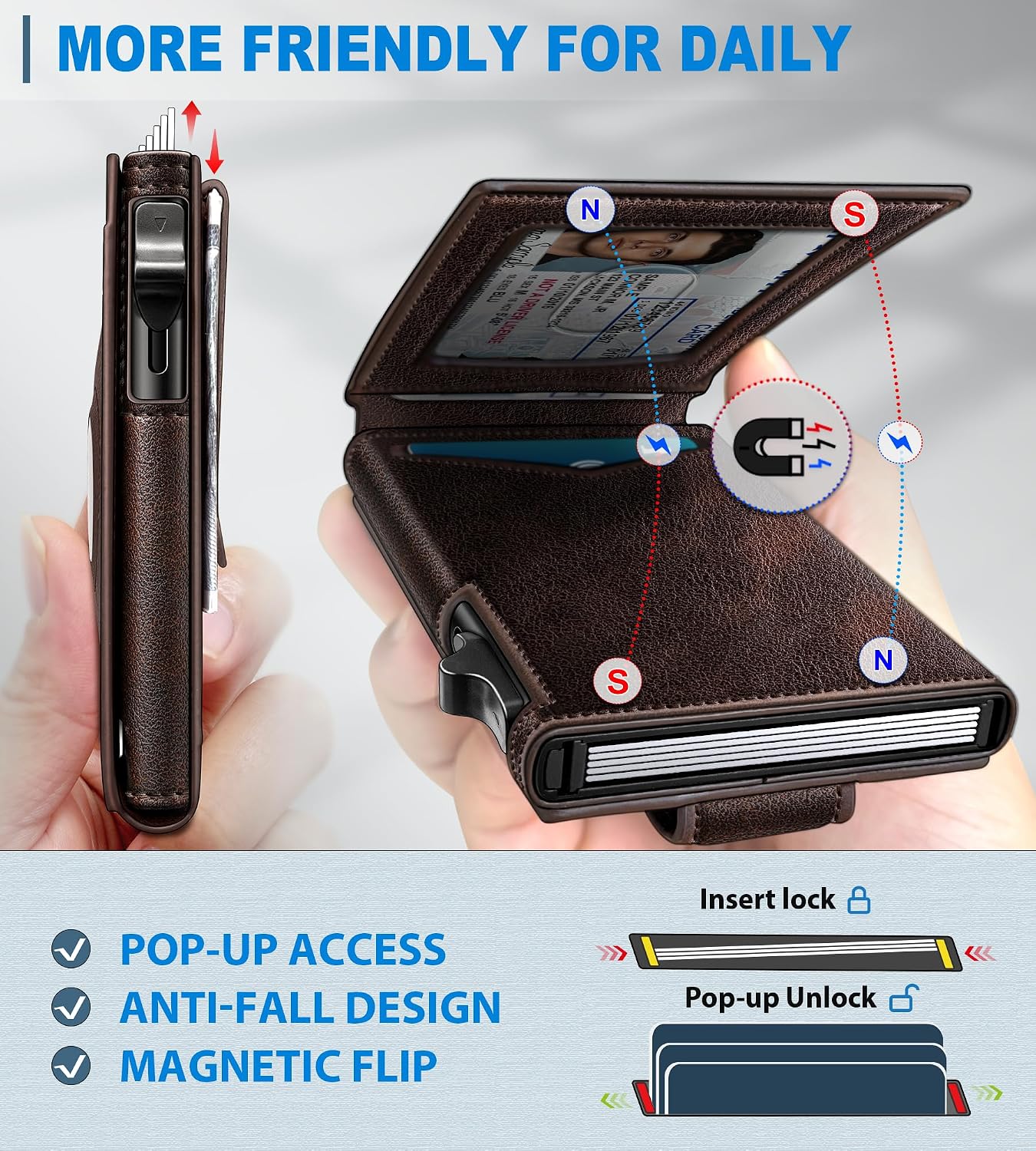 Detalle de Miyozi men’s wallet, 9-card capacity