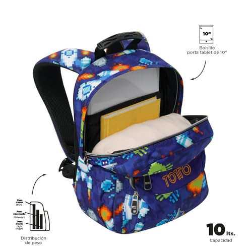 Thumbnail 4 de TOTTO Mochila Escolar Tempera 12 L – Espalda ergonómica, 3 bolsillos y bolsillo tablet 10" (Space Blue)