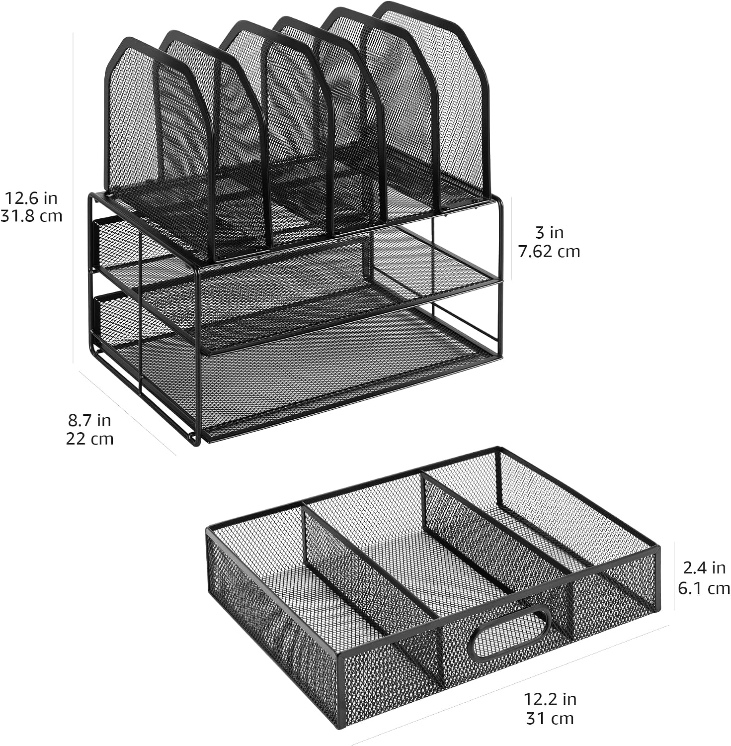 Thumbnail 3 de Amazon Basics Mesh Desk Organizer with Sliding Drawer and Double Tray