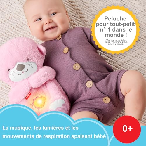 Detalle de Fisher-Price – Ma Loutre Câlins Bonne Nuit, veilleuse musicale en peluche rose (JLJ33)