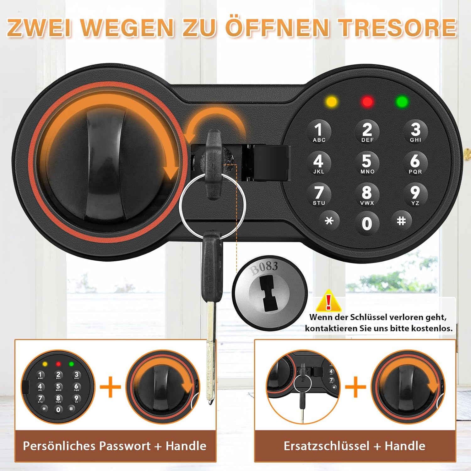 Thumbnail 6 de 70L Großer Safe Tresor: Digitales Tresor mit Schlüssel, Alarm, Abnehmbarem Regal und Wand-/Schrankverankerung