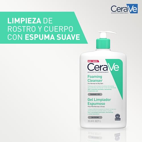 Thumbnail 3 de CeraVe Gel Limpiador Espumoso para Piel Normal a Grasa (1000 ml) con Ceramidas, Niacinamida y Ácido Hialurónico