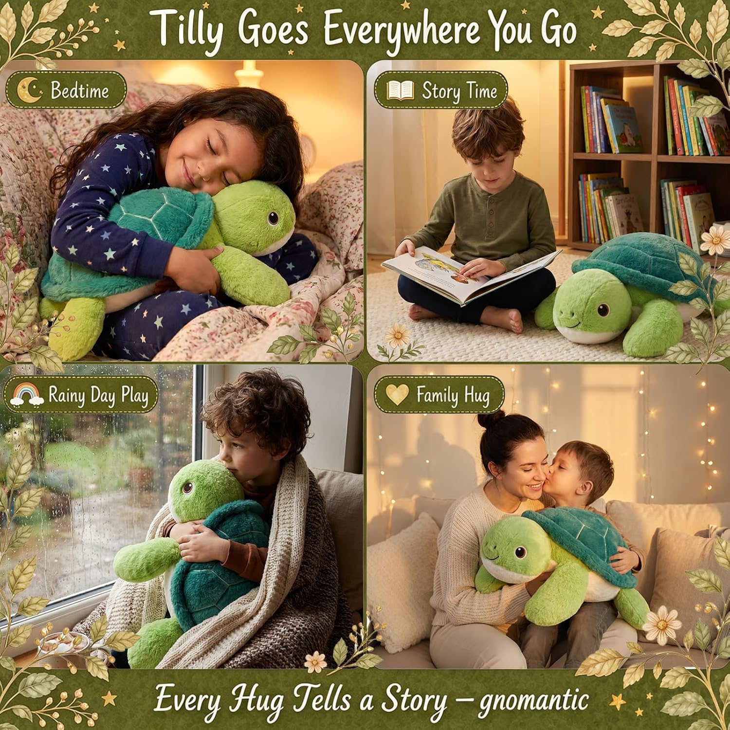 Detalle 2 de Gnomantic Turtle Weighted Stuffed Animal: 22-Inch Plush Pillow for Kids