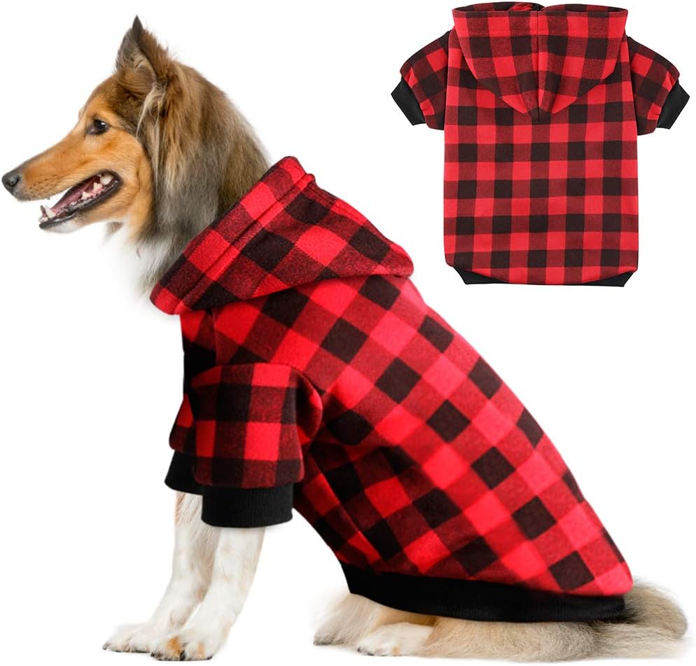 Detalle de Blaoicni NN12091456 XXL Plaid Dog Hoodie with Fleece Fabric and Leash Opening