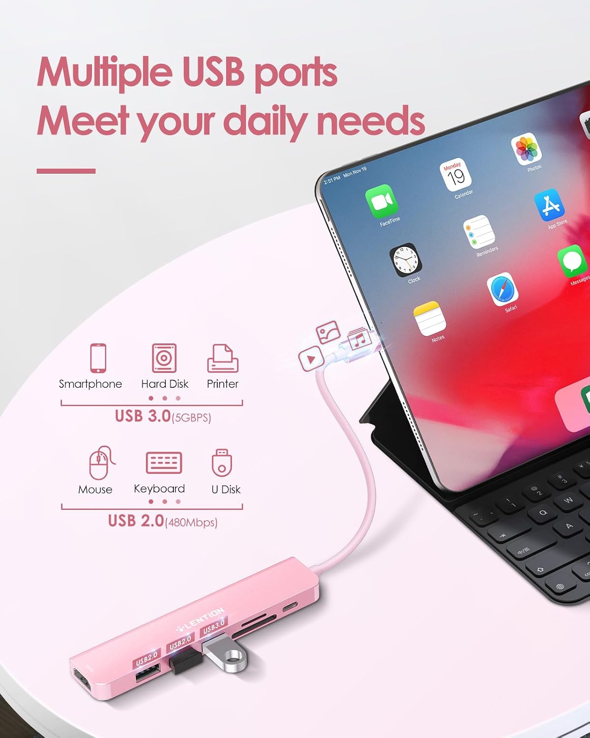 Detalle 2 de LENTION USB C hub with 100W PD