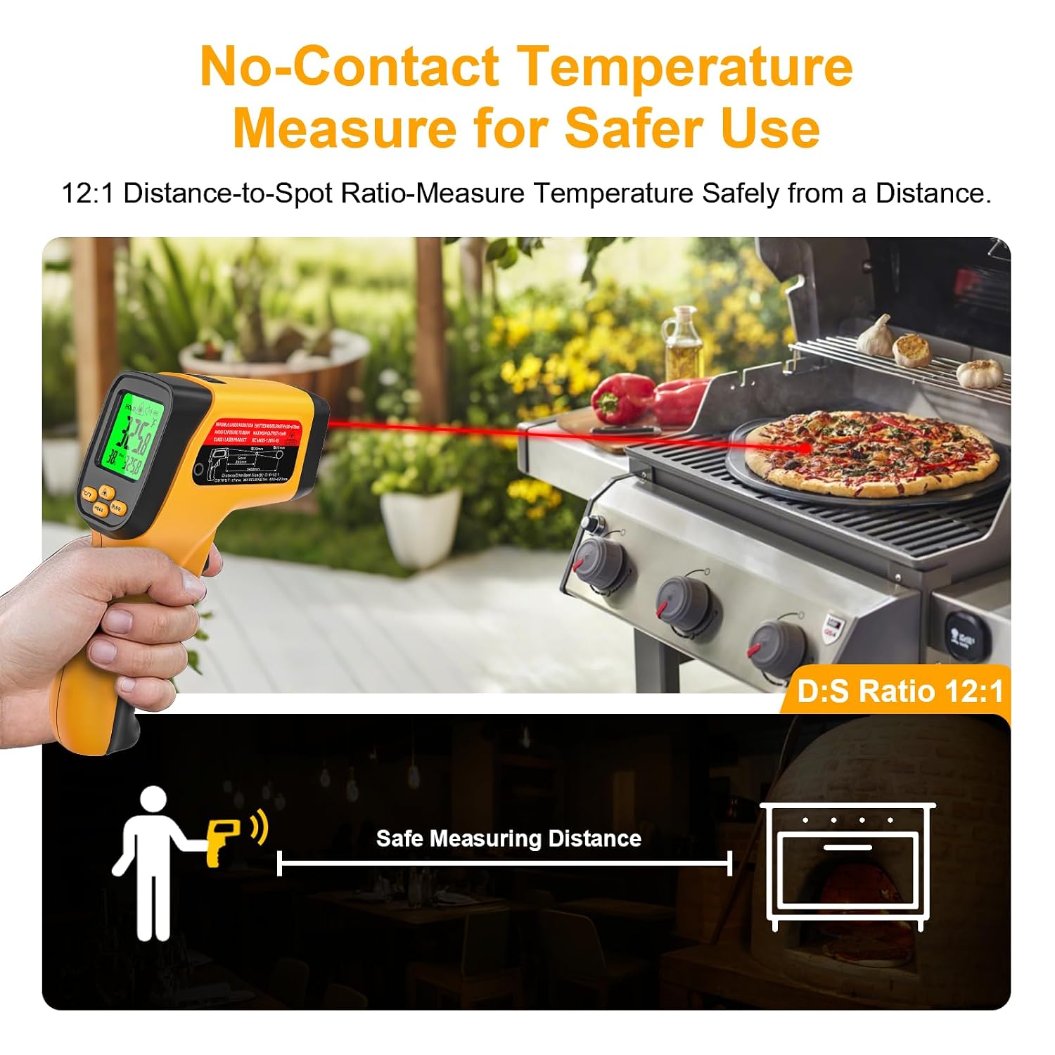 Detalle 2 de PyractoZion Z-JD-05K-yellow-CA Dual-Mode Infrared Thermometer Gun