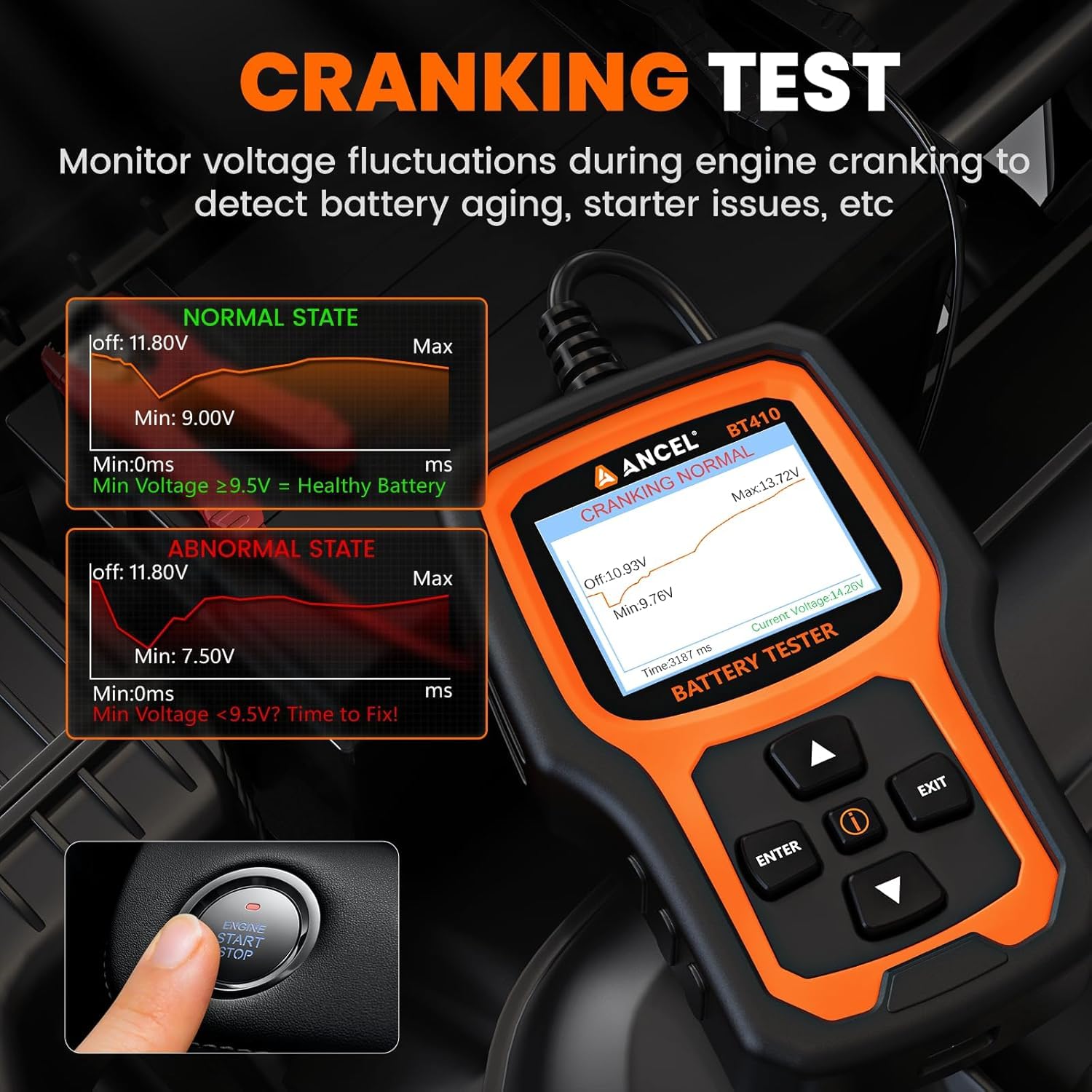 Thumbnail 3 de ANCEL BT410 12V/24V Car Battery Tester – 4-in-1 Professional Battery, Cranking, Charging & Voltage Tester