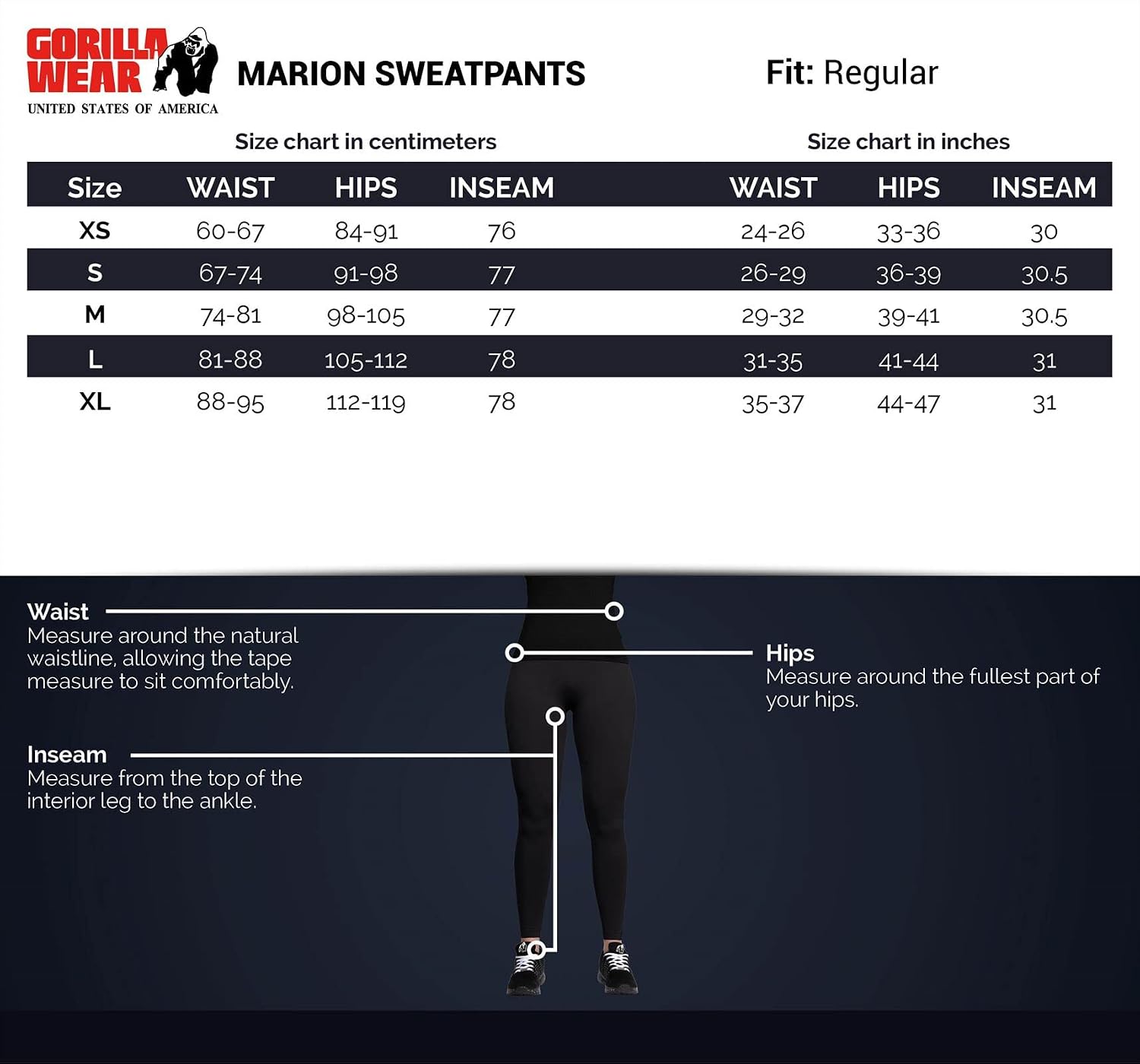 Detalle de Gorilla Wear Marion Sweatpants – damskie spodnie dresowe, Regular Fit, ściągacz i kieszenie na zamek