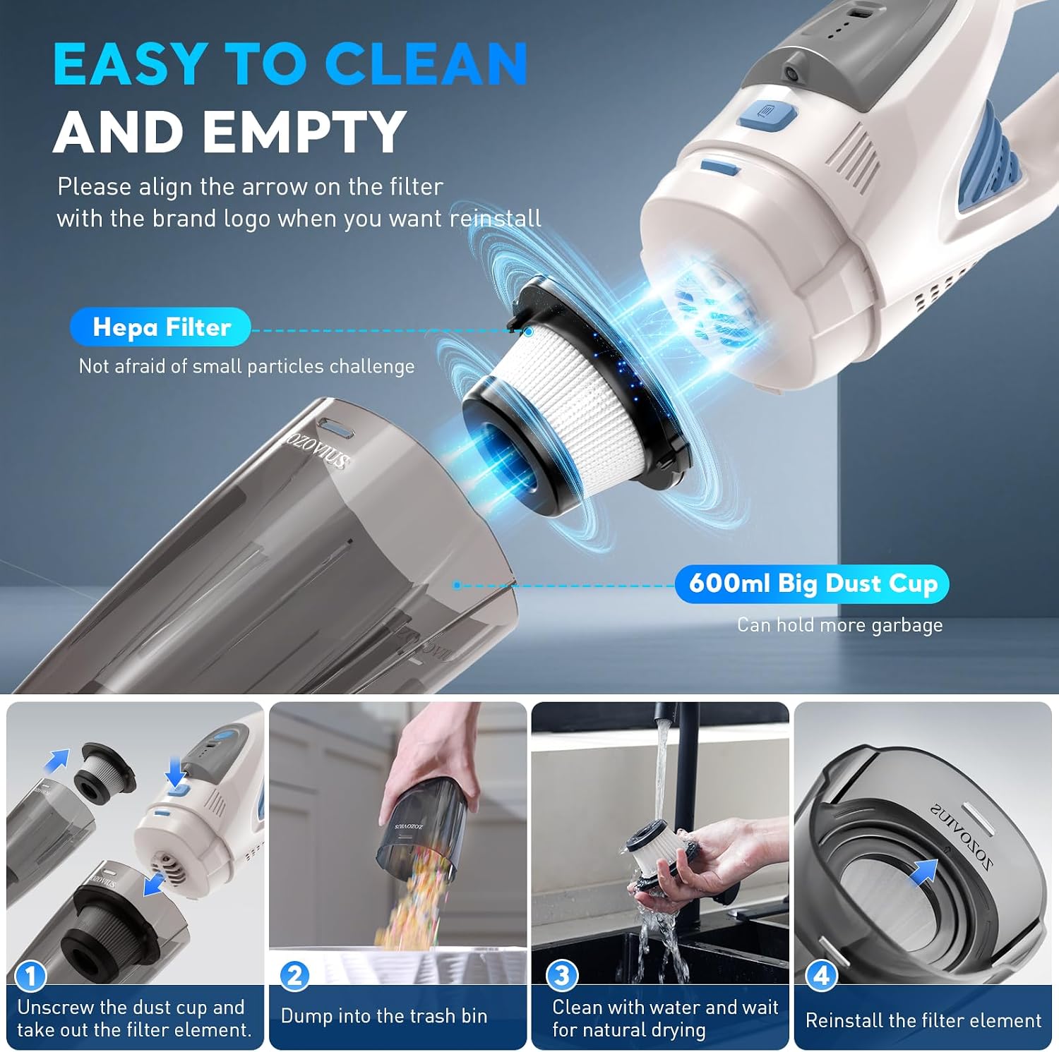 Thumbnail 3 de zozovius Handheld Vacuum Cleaner 22000PA