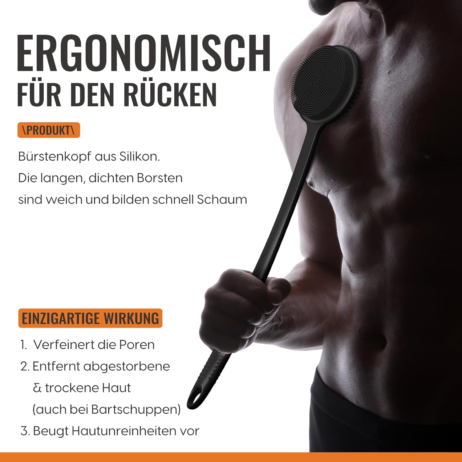 Detalle de Silikon Rückenschrubber mit langem Griff zur Dusche