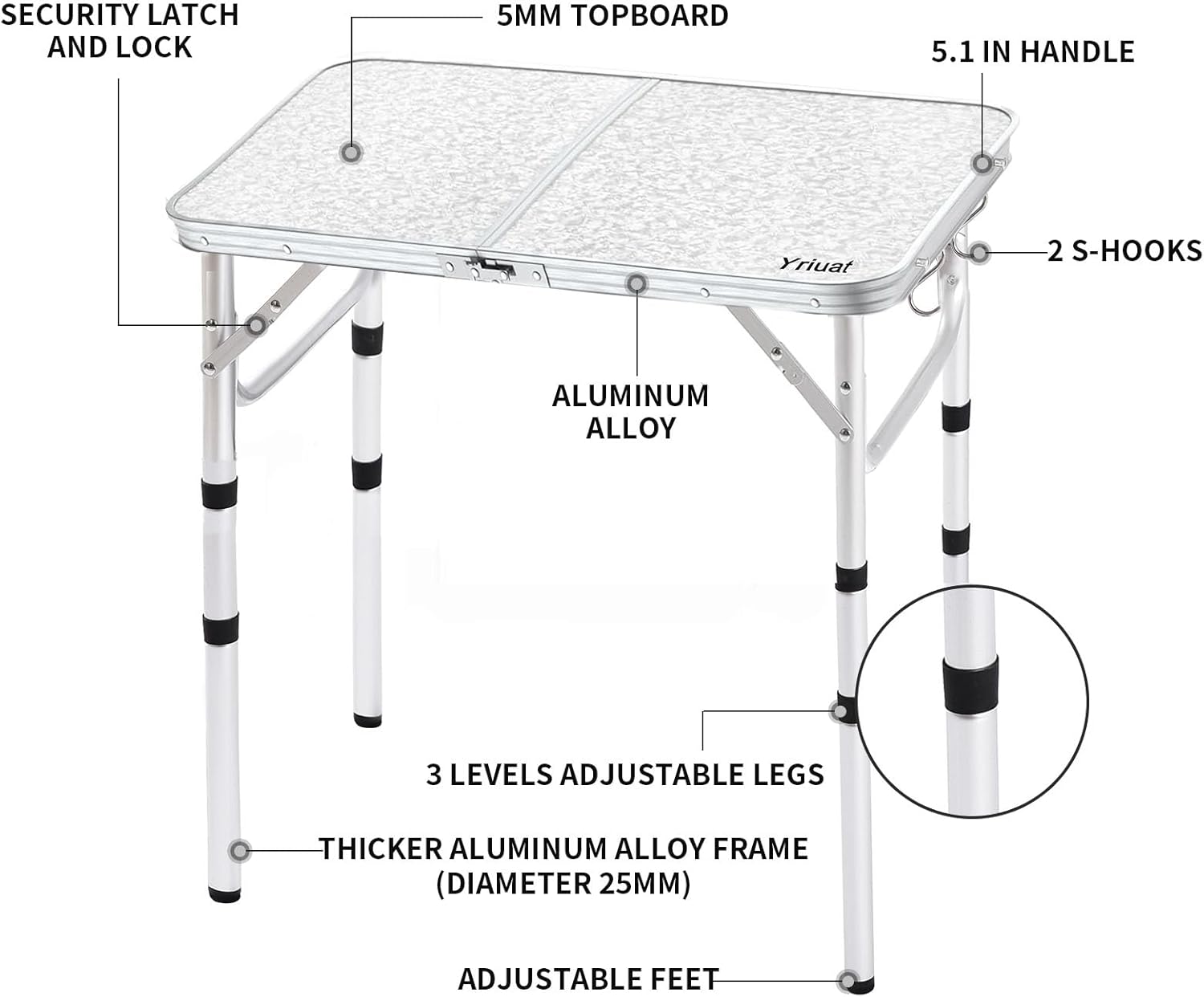 Thumbnail 3 de Yriuat Folding Camping Table 2ft portable camping table