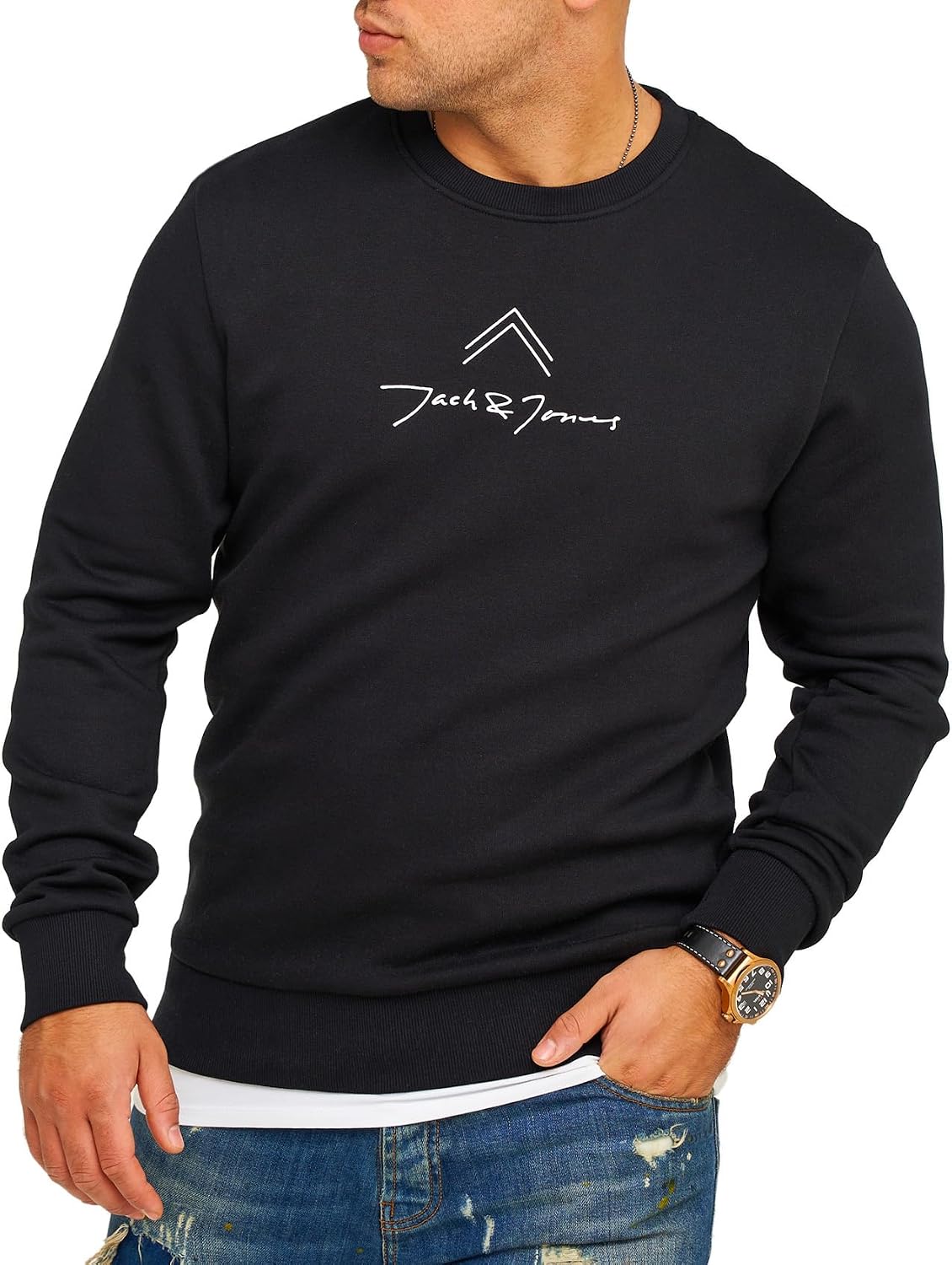Detalle 2 de JACK & JONES Infinity Herren Sweatshirt Austin Pullover – zeitloses Sweatshirt mit Logo