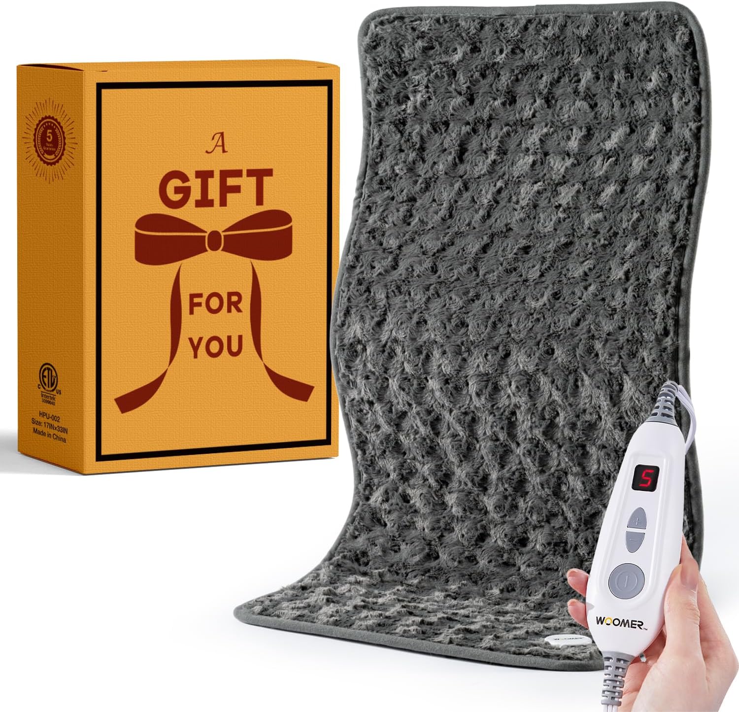 Detalle de WOOMER HPU-004 Heating Pad, 17" x 33", 6 Heat Settings, Moist Heat