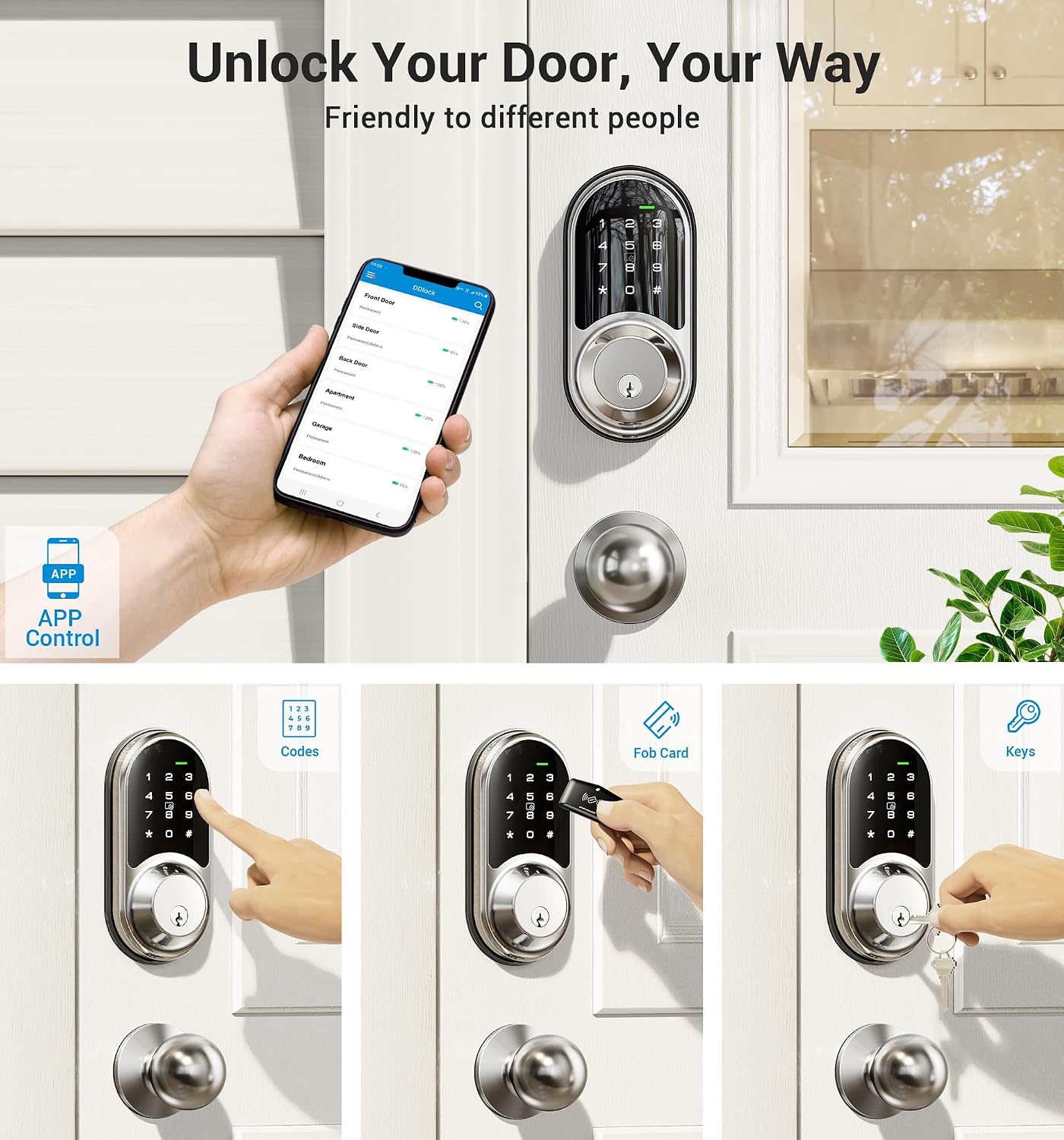Detalle de Veise Smart Lock Satin Nickel