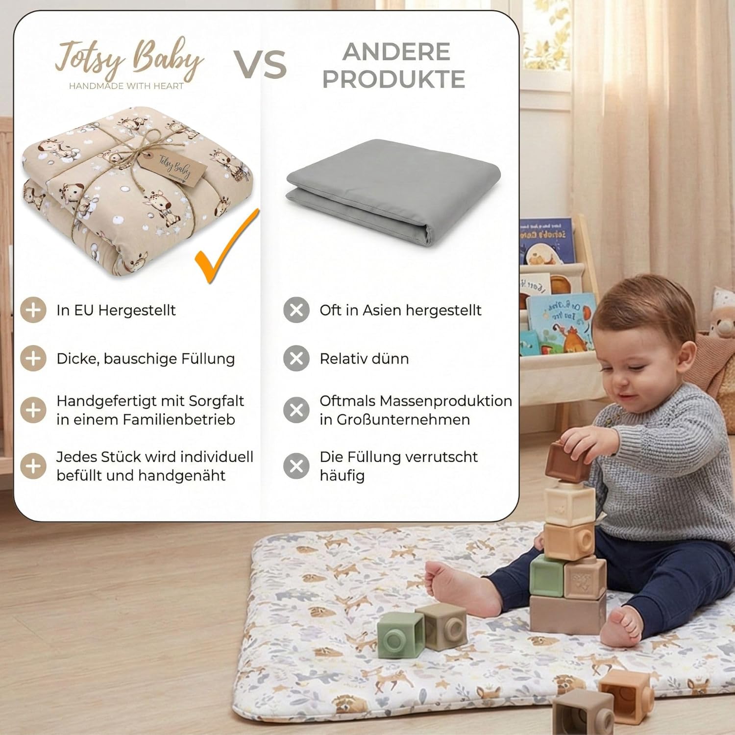 Detalle 2 de Krabbeldecke für Baby mit 4 cm Polster