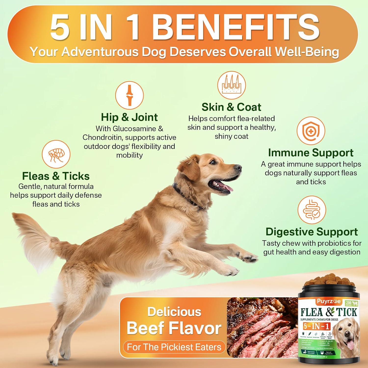 Detalle 2 de Puyrzoe Dog Flea and Tick Chews 5-in-1
