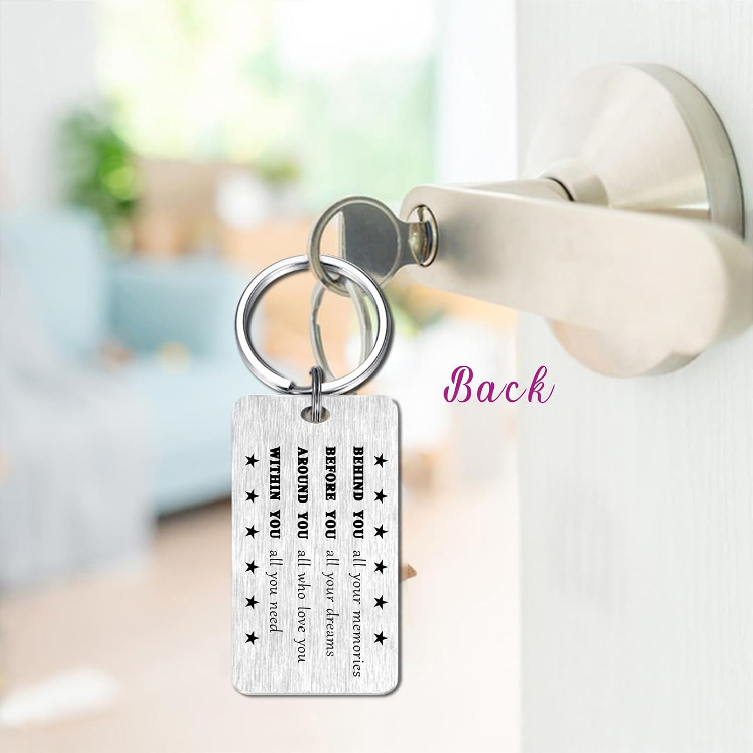 Thumbnail 4 de EE&YU 74th Birthday Stainless Steel Keyring – Engraved “Happy 74th birthday” Gift with Black Pouch
