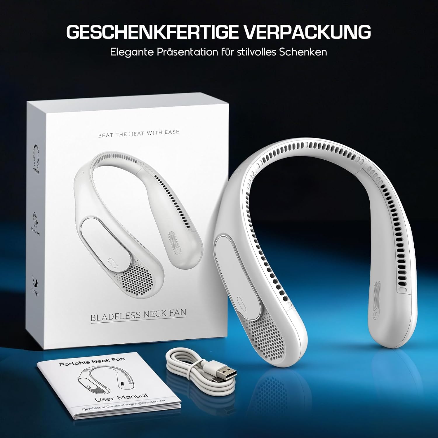 Detalle de Dnenellr Nackenventilator 6000mAh – kabellose Kühlung für unterwegs