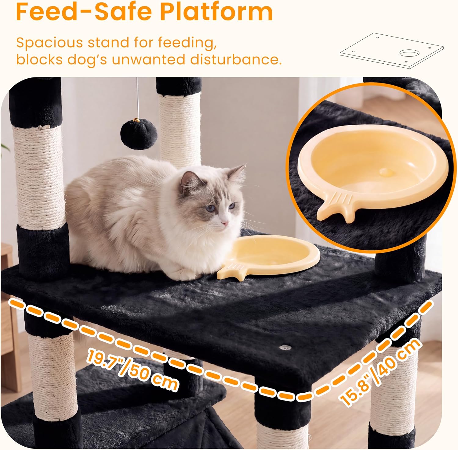 Detalle de Heybly HCT033G 78.7-Inch Cat Tree with 5 Levels and Plush Perches
