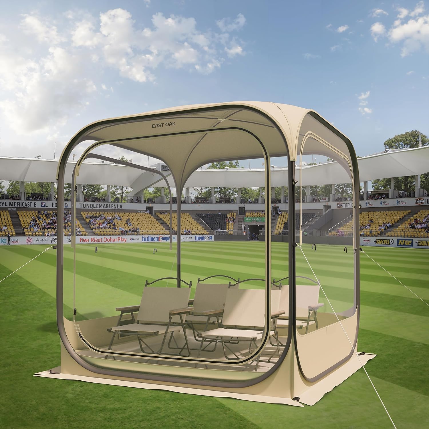 Detalle de EAST OAK Weather Sports Pop Up Bubble Tent for Fishing & Sports Events (4–5 Person, TPU, UPF 50+ Rain/Sun Shelter)