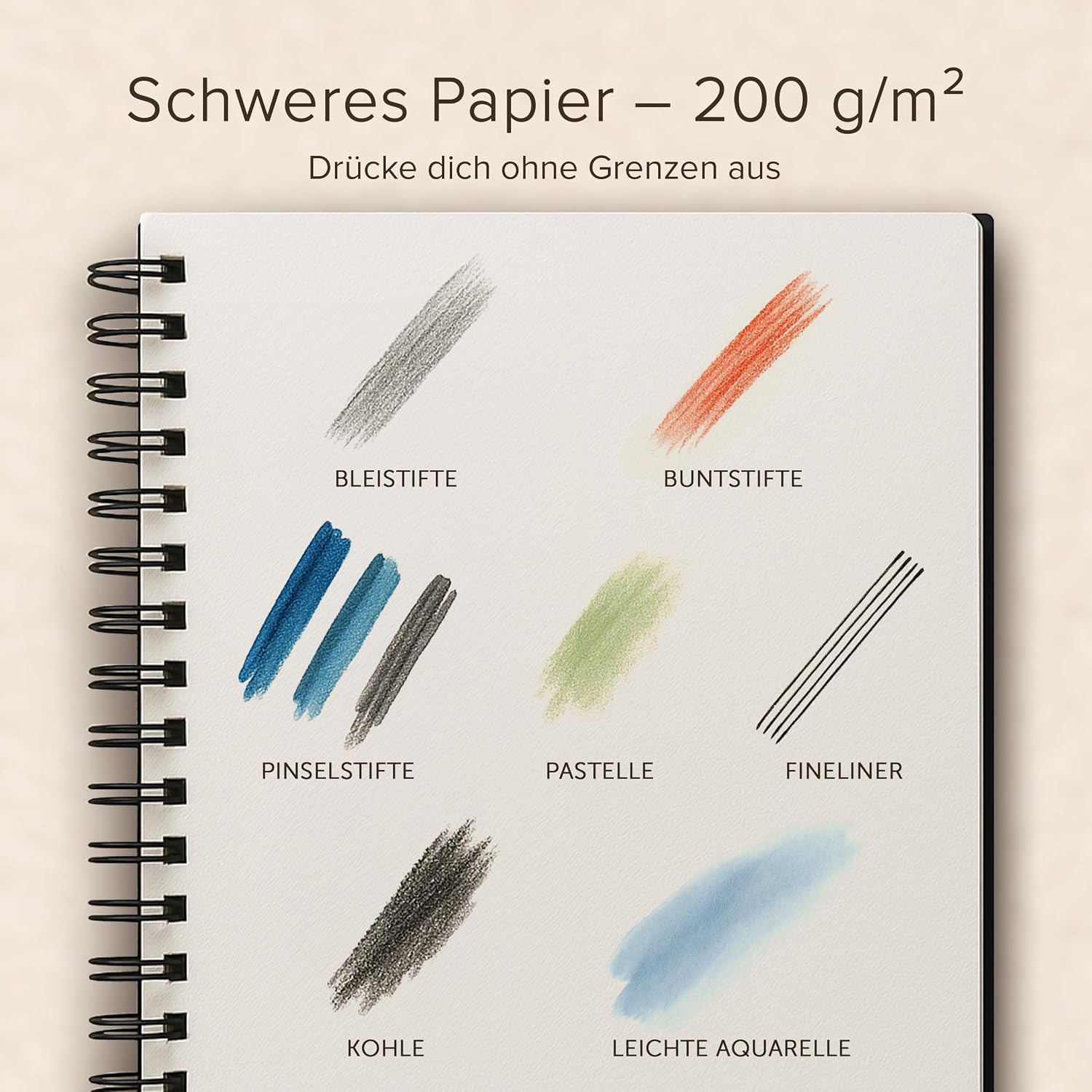 Thumbnail 1 de Gebundenes Skizzenbuch für Künstler, DIN A4 (200 g/m²) – spiralgebunden, 40 Bögen / 80 Seiten