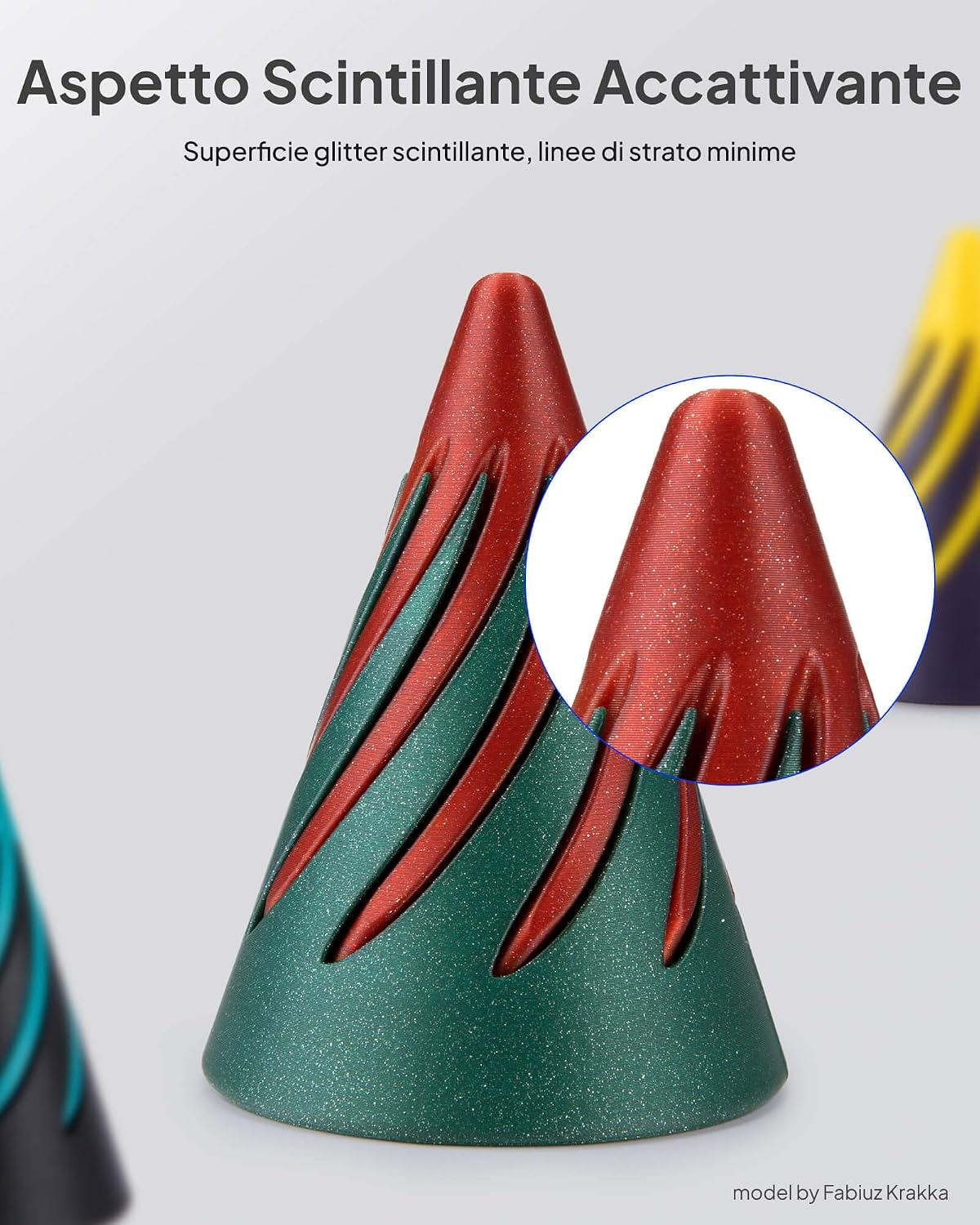 Detalle 2 de ELEGOO Filamento PLA 1,75 mm Glitter Nero 1KG – Effetto Scintillante per Stampanti 3D