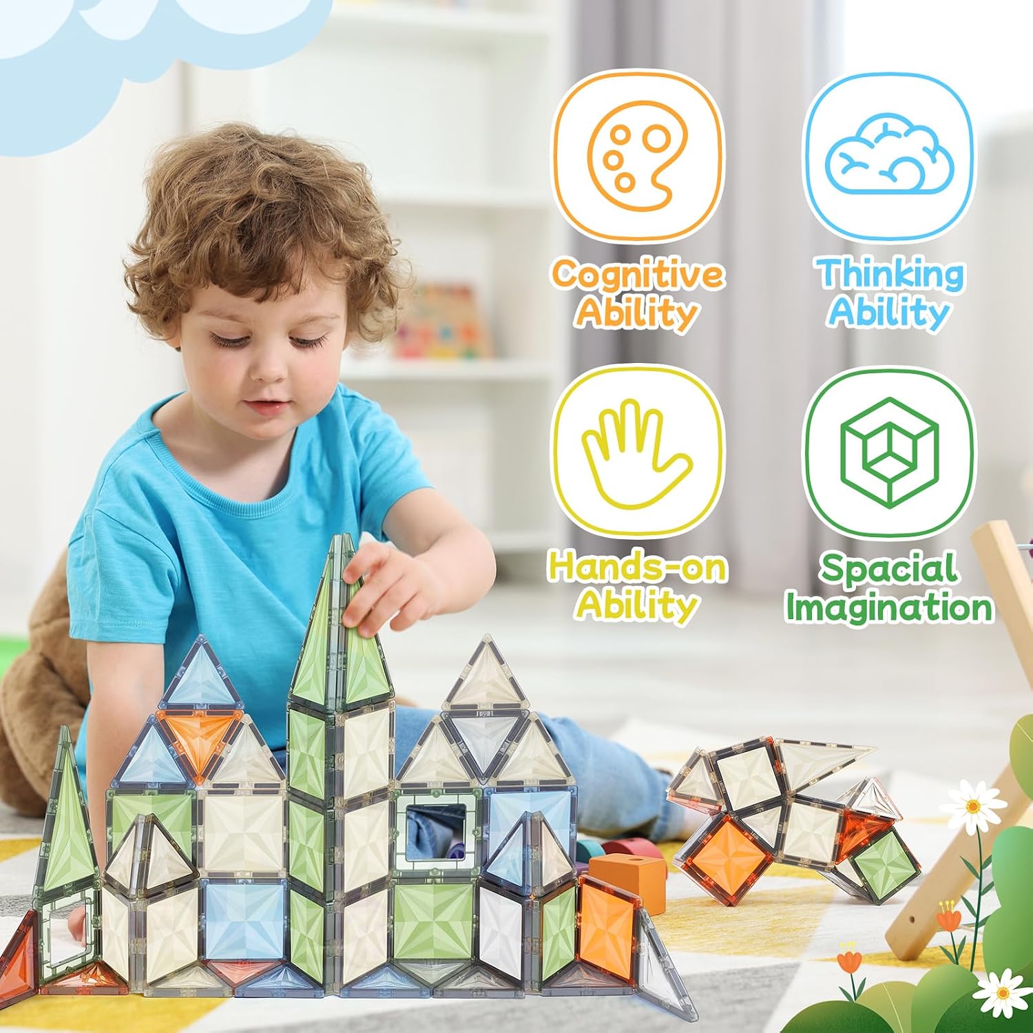 Detalle 2 de ECHOCUBE 40 PCS Magnetic Tiles Set