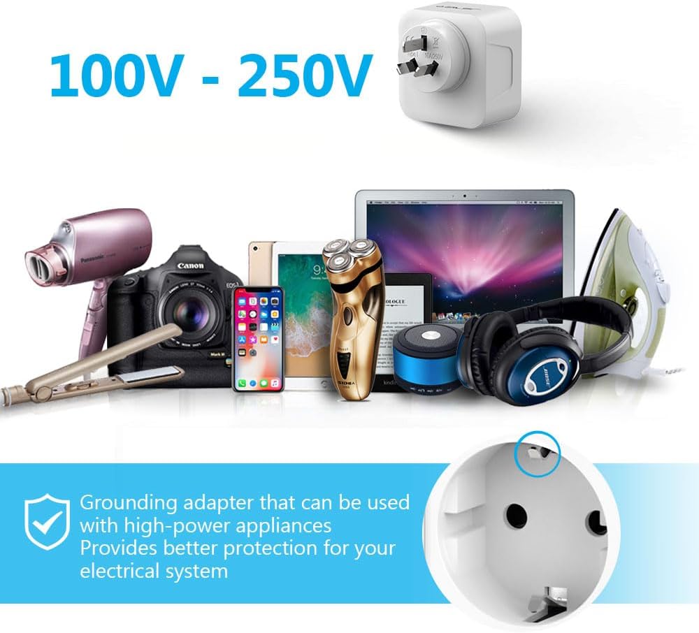 Thumbnail 6 de JSVER adaptateur voyage Australie/Chine 6 en 1 (Type I) avec 2 USB-A et 2 USB-C 17W