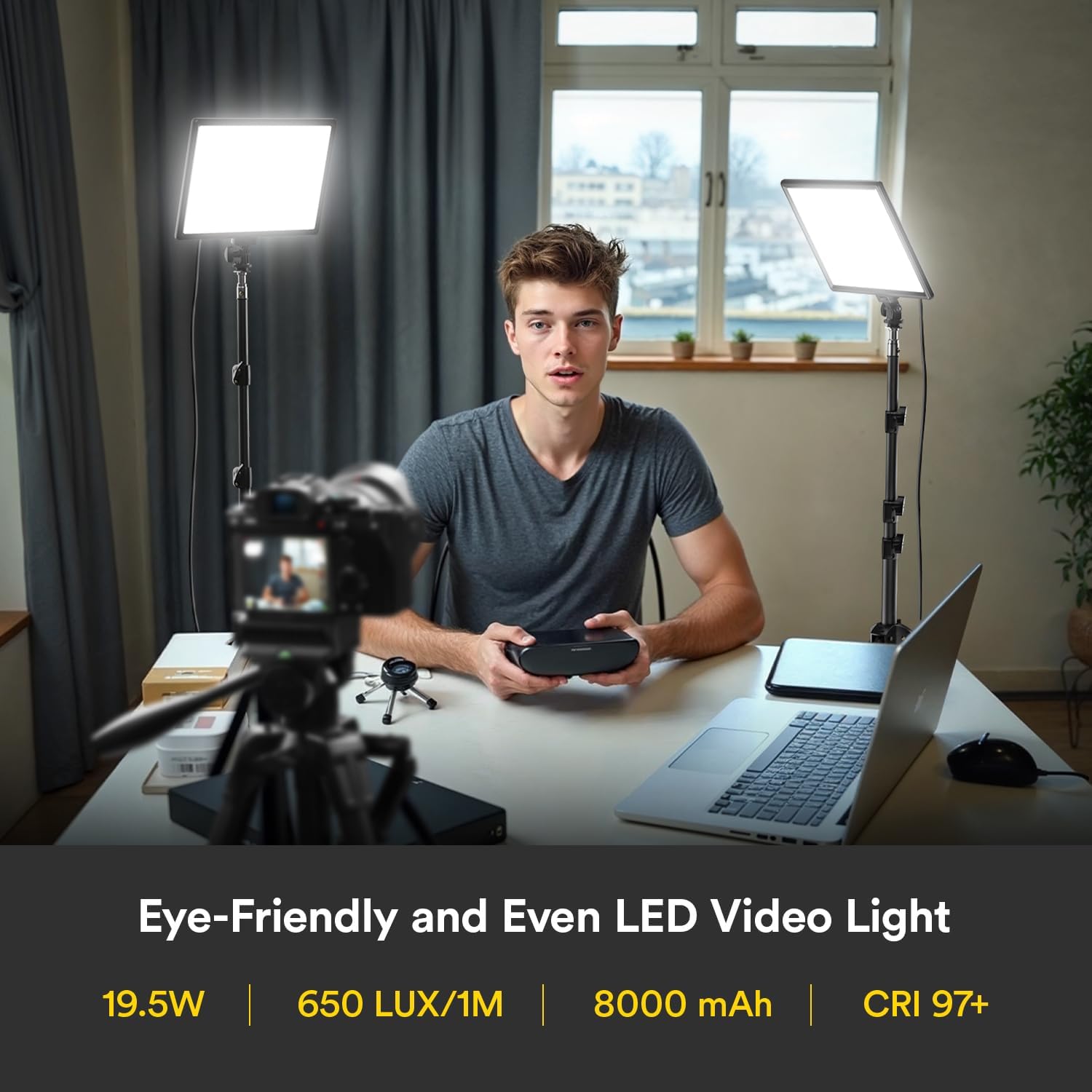 Detalle 2 de RALENO LED Videoleuchte 8000mAh
