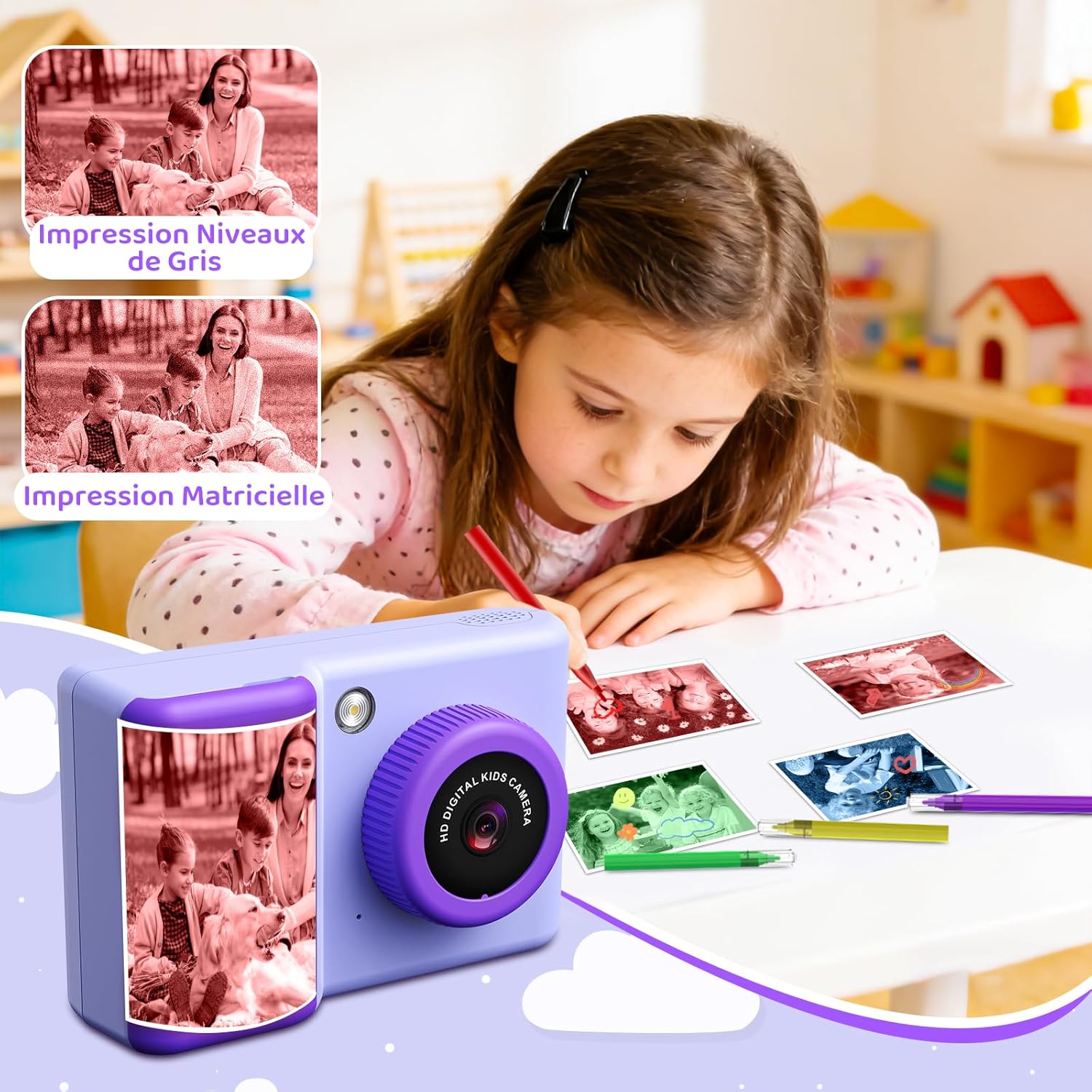 Thumbnail 3 de Appareil photo instantané enfant CHAKEYAKE 20 MP, écran 2,4 pouces et impression thermique (violet)