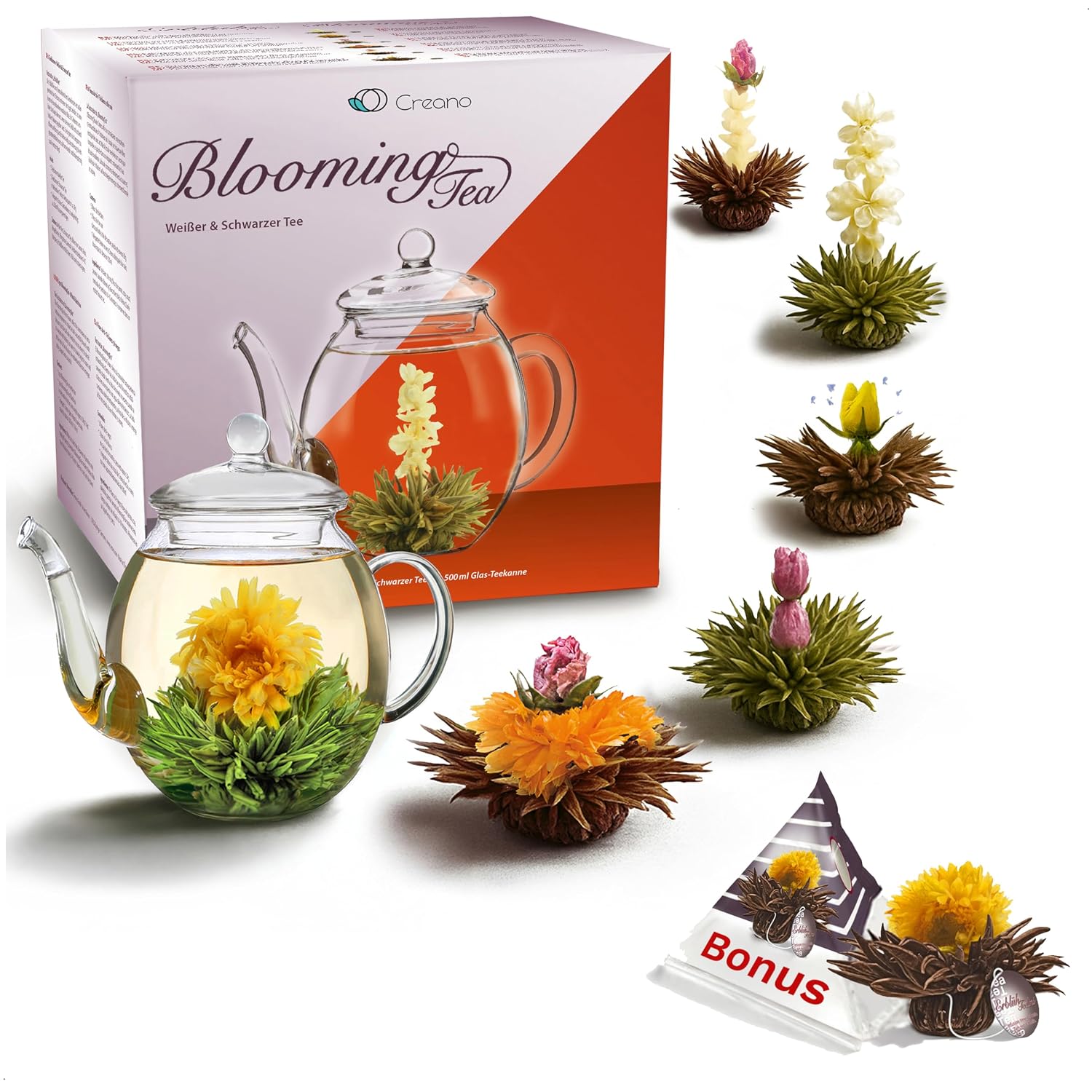 Detalle de Creano Teeblumen Geschenkset 8-teilig mit Teekanne und Teeblumen