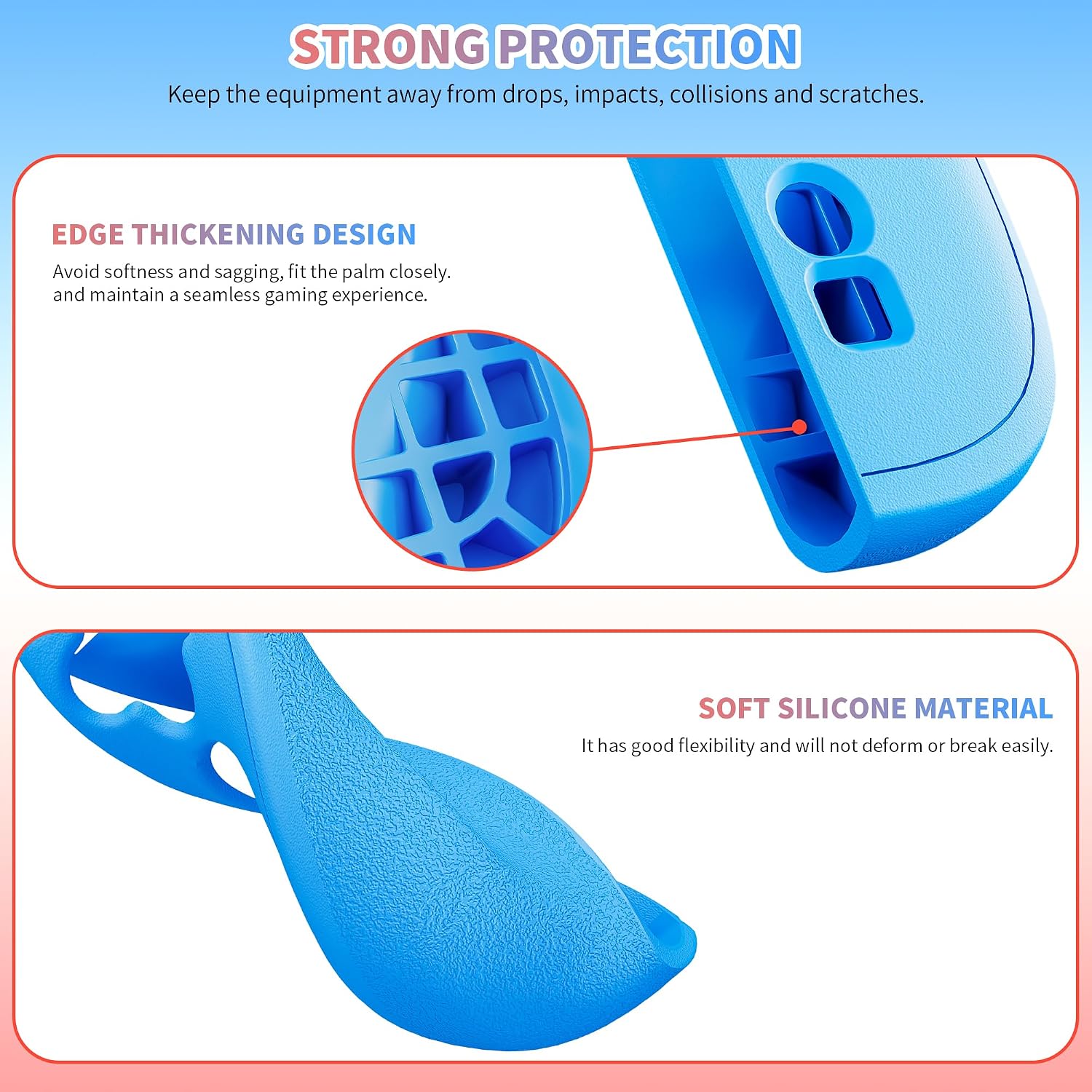 Detalle de FUNDIARY Switch 2 Grip Case, Silicone Controller Cover, Blue and Red