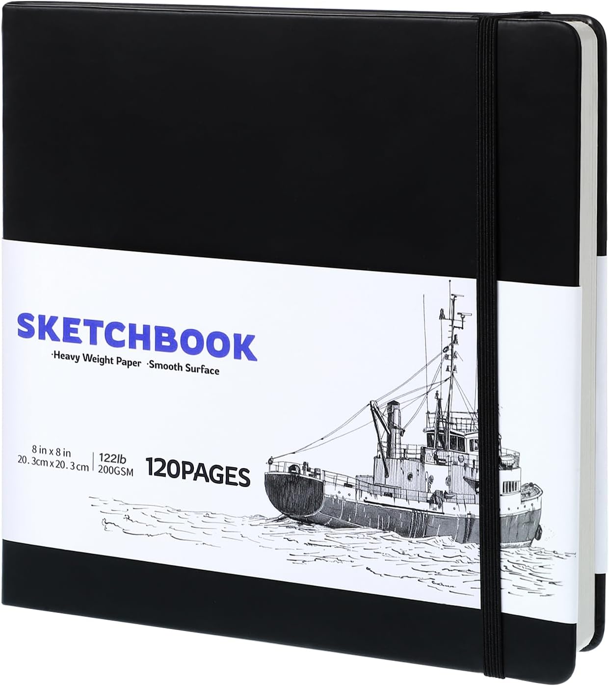 Square Sketch Book Hardback (20 x 20 cm) with 200GSM Thick Paper – 60 Sheets / 120 Pages