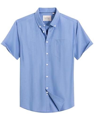 Thumbnail 3 de J.VER Mens Blue Short Sleeve Oxford Shirt – Regular Fit, Non-Iron, Button Down