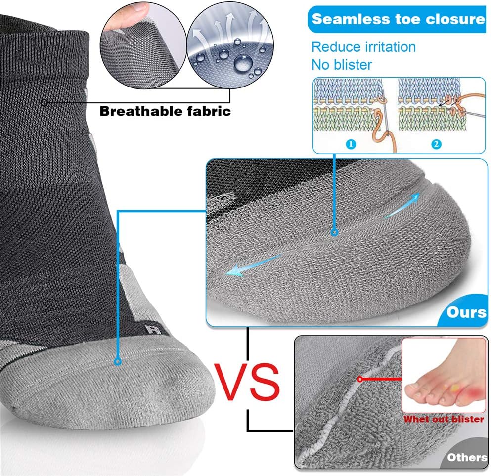Detalle de Hylaea No Show Running Athletic Anti-Blister Socks with Wicking Coolmax and Seamless Toe