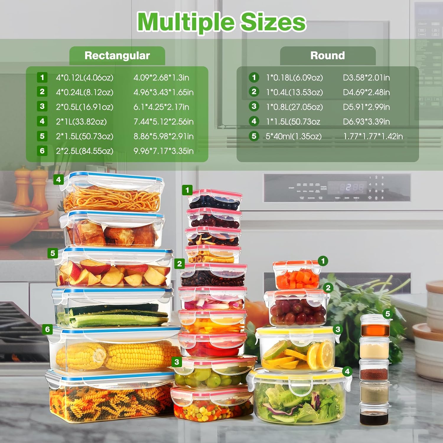 Detalle 2 de YASHE 50pcs Airtight Meal Prep Containers