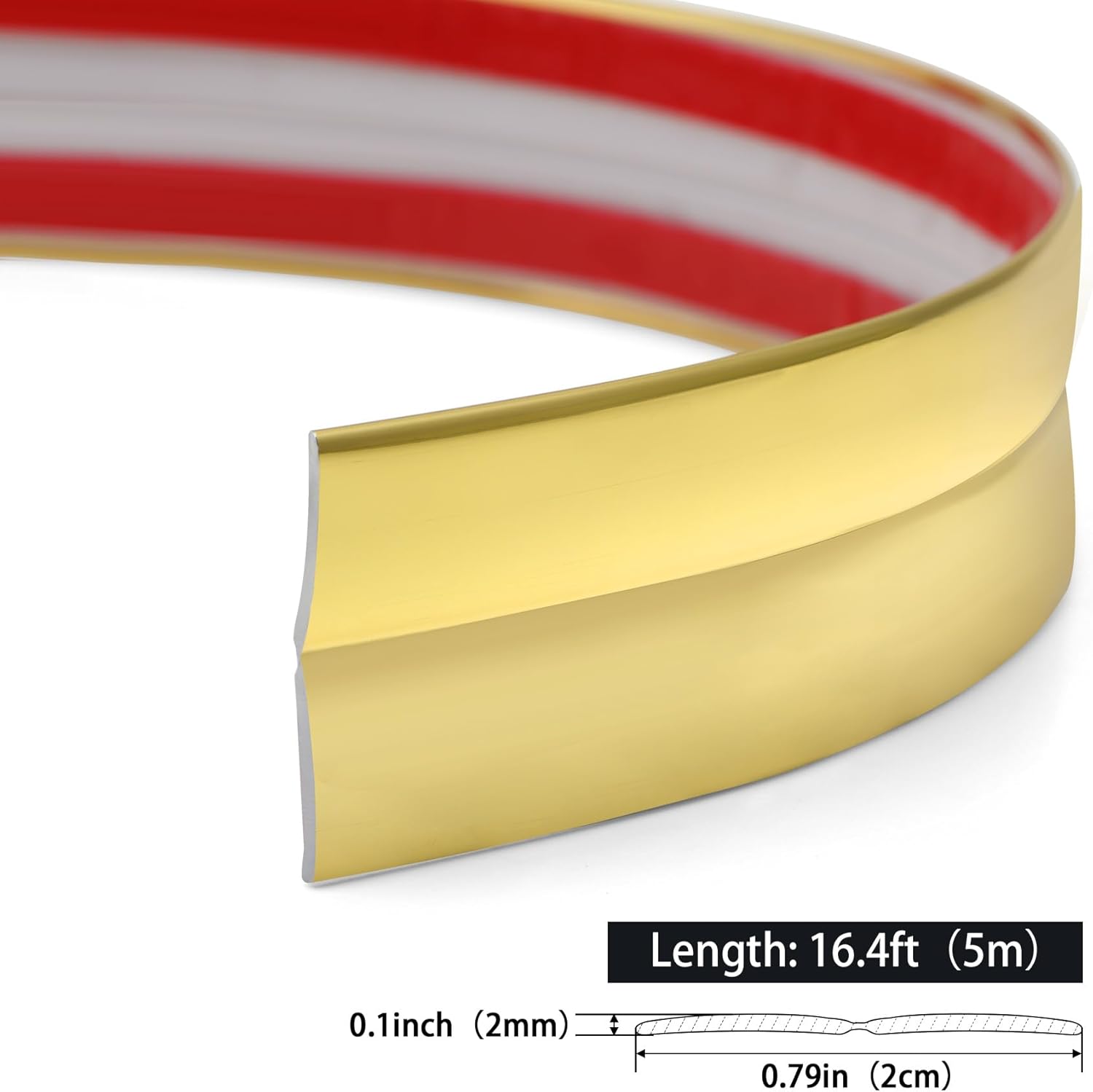Thumbnail 1 de Hanggbak 3-in-1 Peel & Stick Multifunktionsform (Eckschutz, Wandabschluss & Caulk-Strip) – Glänzendes Gold, 5 m x 2 cm