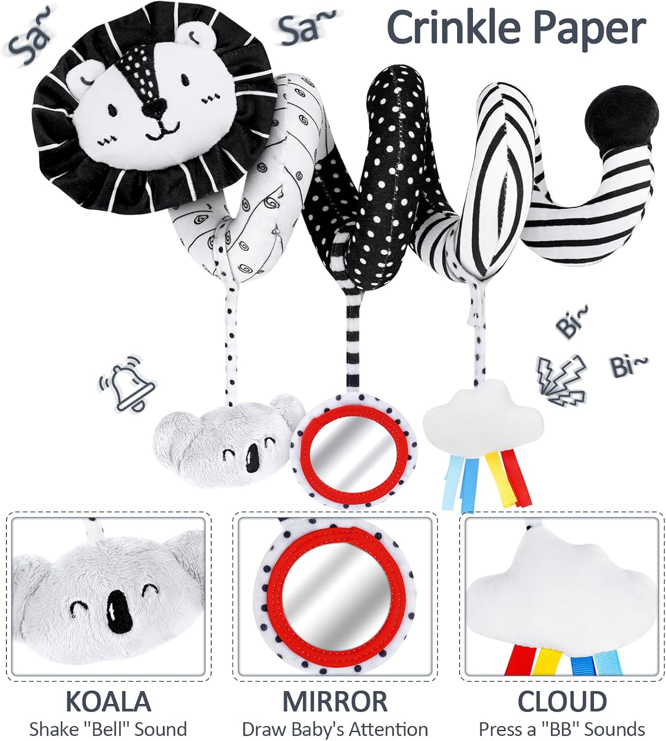 Detalle 2 de Joyreal High Contrast Baby Toys with Car Seat Mobile