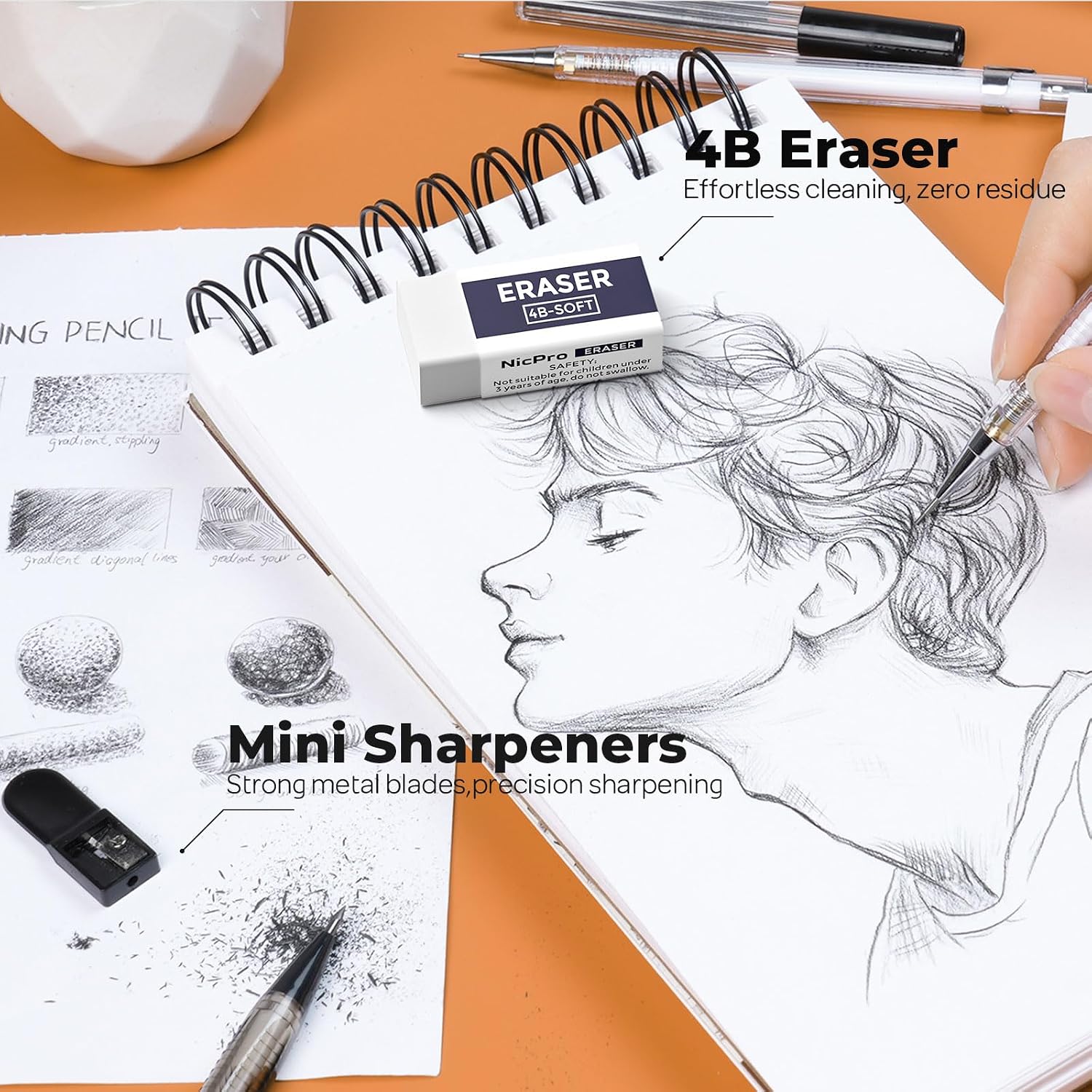 Thumbnail 4 de Nicpro 6 Piece Mechanical Pencil Set with Case for Drawing and Writing