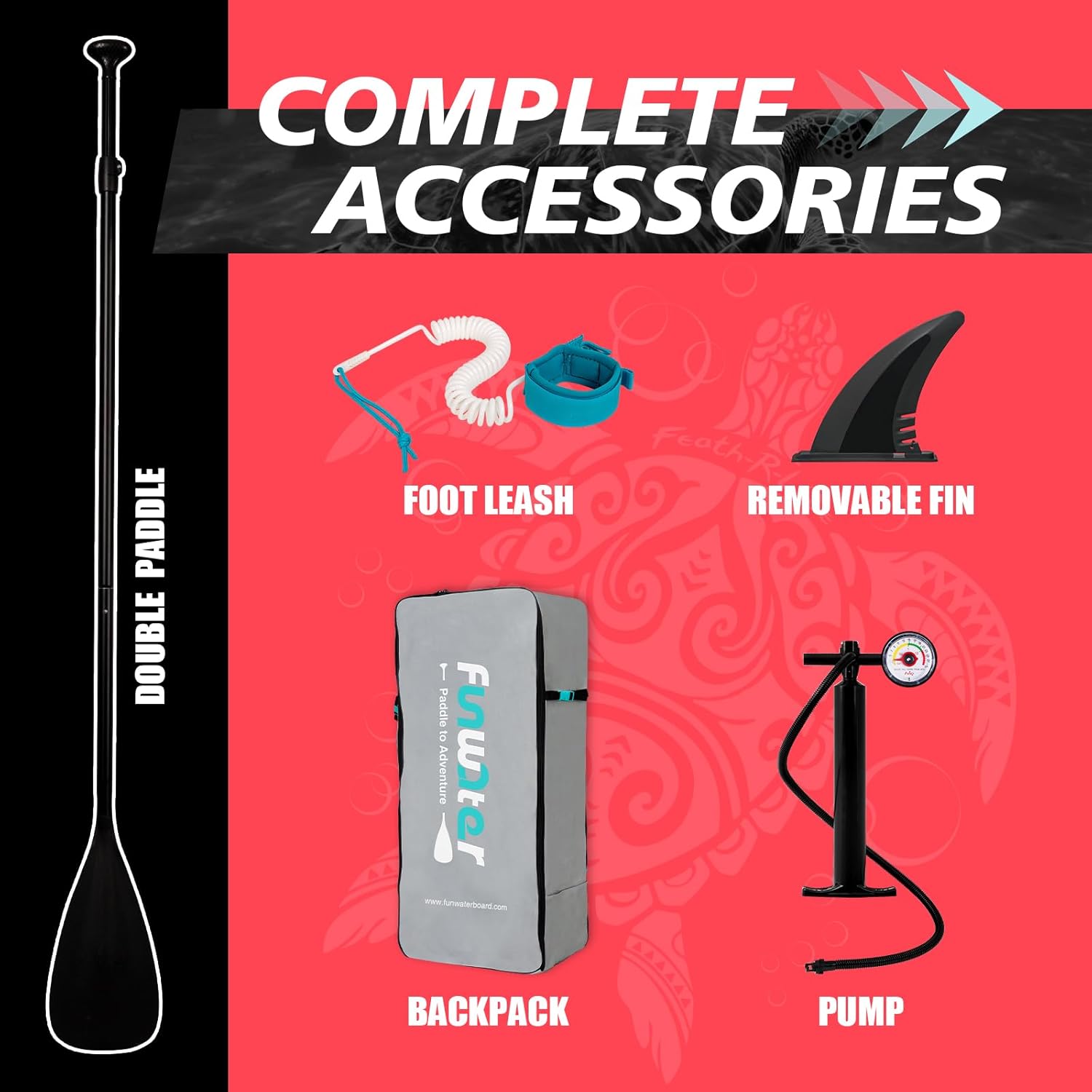 Thumbnail 4 de FunWater Inflatable Stand Up Paddle Board (11'6"/11'/10'6") with Anti-Slip EVA Deck & SUP Paddle Accessories