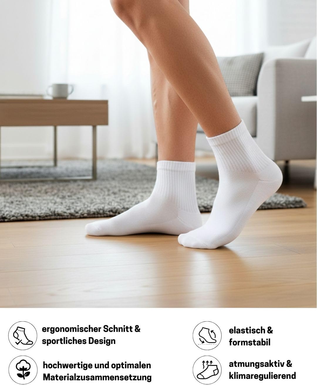Detalle de sockenkauf24 10 Paar kurze Sportsocken (Quarter) – atmungsaktive Tennissocken aus Baumwolle für Damen & Herren