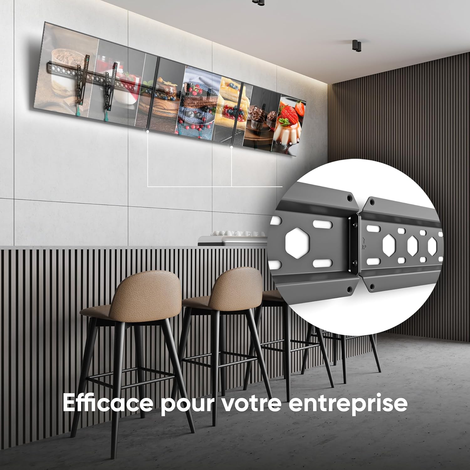 Thumbnail 4 de ONKRON Support Mural TV Inclinable TM6-B (43 à 85 pouces, VESA 75x75 à 600x400) Noir