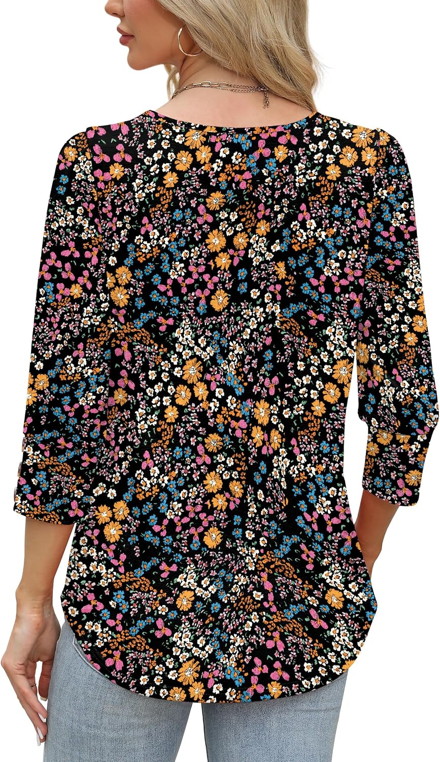 Detalle 2 de WIHOLL 3/4 Length Sleeve V-Neck Blouse with Button Cuffs