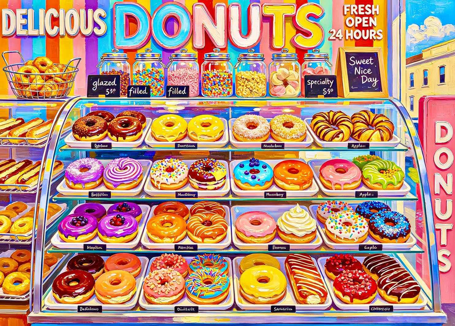 Detalle de HUADADA Rainbow Donut Bakery 1,000-Piece Jigsaw Puzzle for Adults