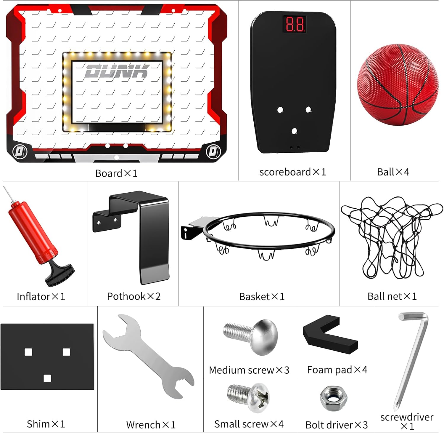 Detalle 2 de TEMI mini basketball hoop indoor, 4 balls
