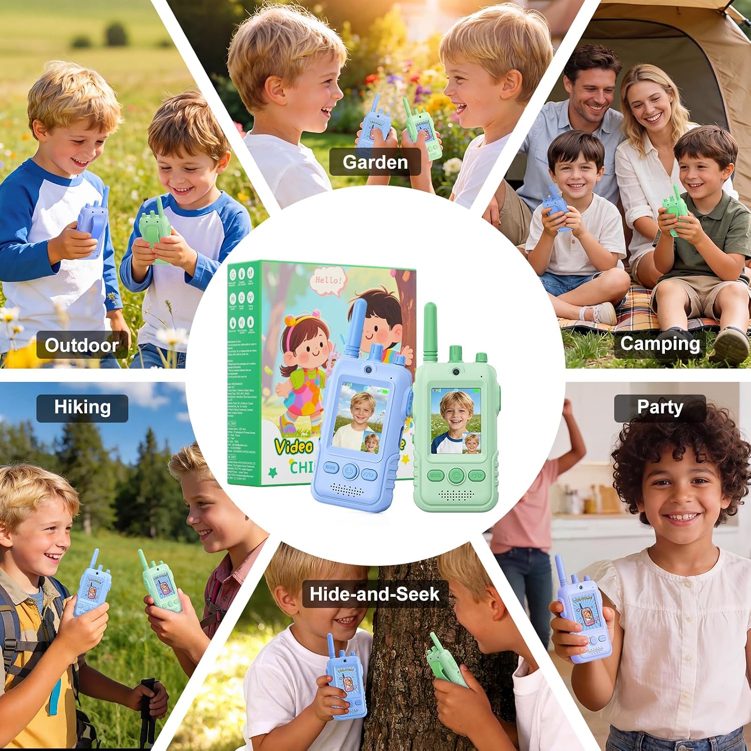 Thumbnail 6 de GREENKINDER Video Walkie Talkie für Kinder mit Kamera (Sprechen & Sehen gleichzeitig) – 2er-Set, aufladbar, mit Gürtelclip & Taschenlampe