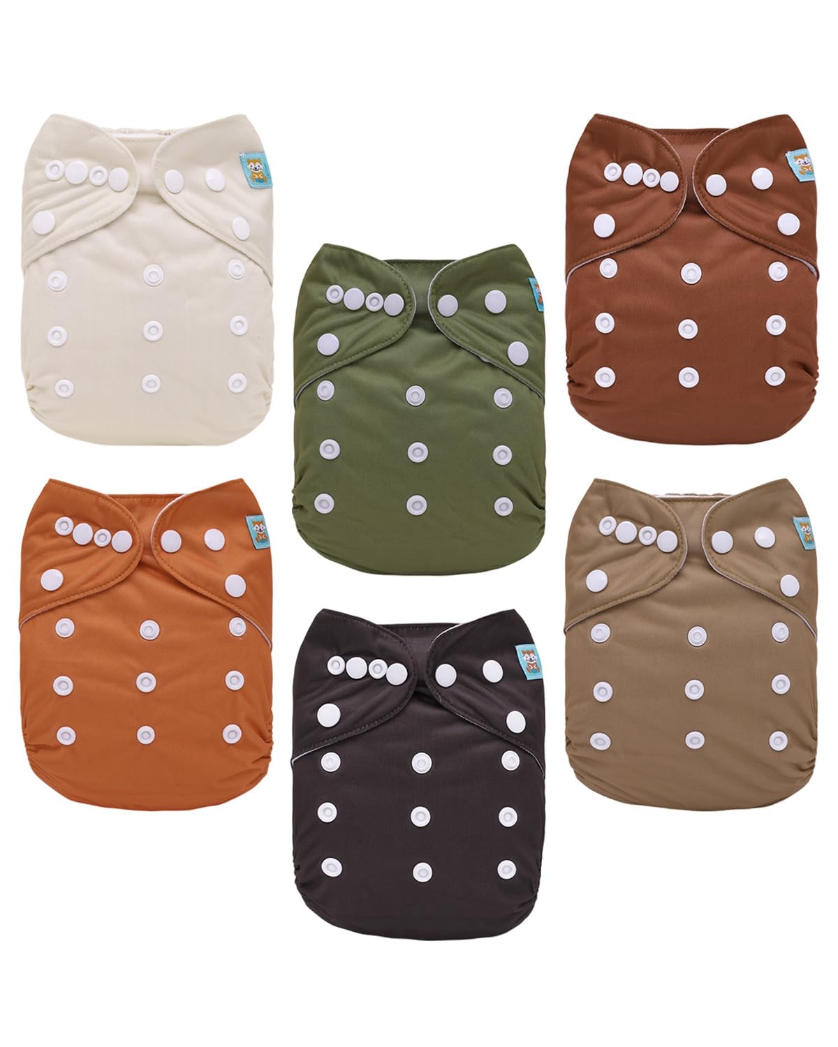 Detalle de ALVABABY One-Size Cloth Diapers, 6 Pack with 12 Inserts, Adjustable and Washable
