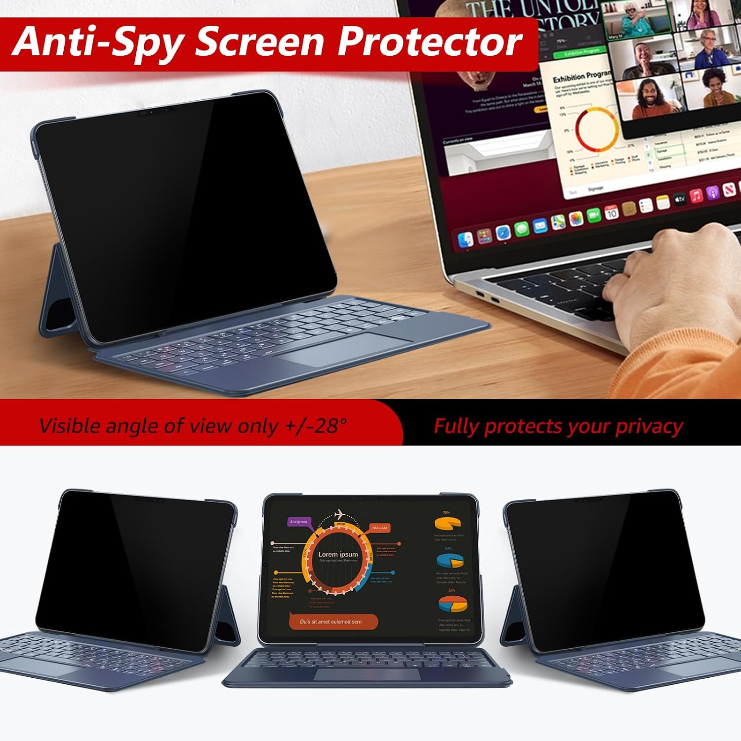Detalle 2 de BERSEM Protector Privacidad para iPad Pro 13" M4